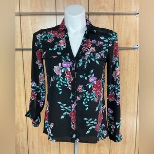 Candie's Black Floral Button Down Shirt